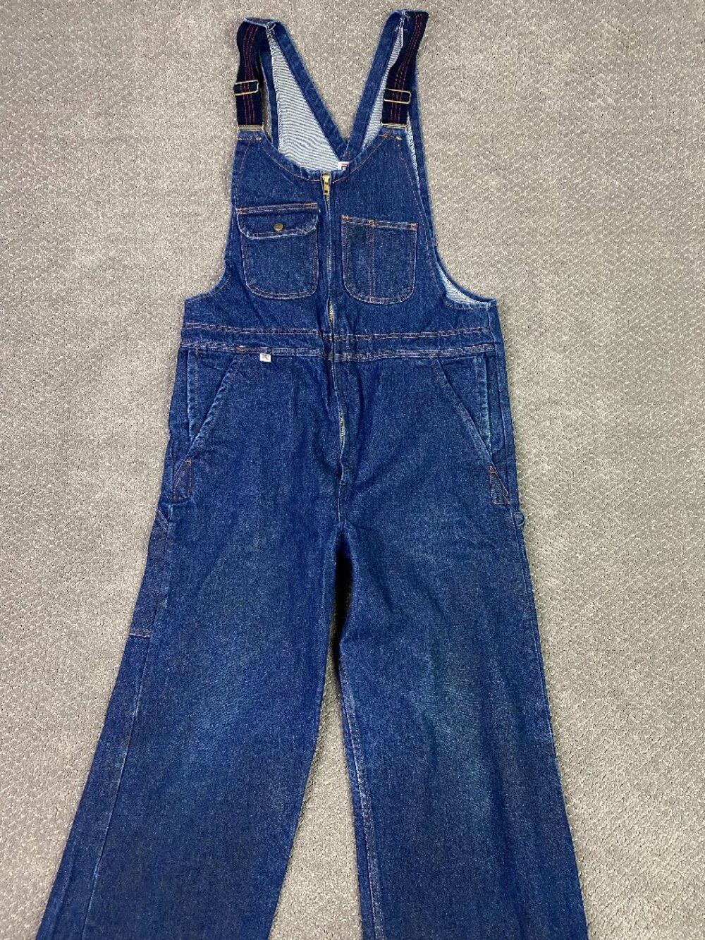 Big Bill Denim Bib Overalls Mens 38 TALL Blue Cotton Workwear Work Distressed